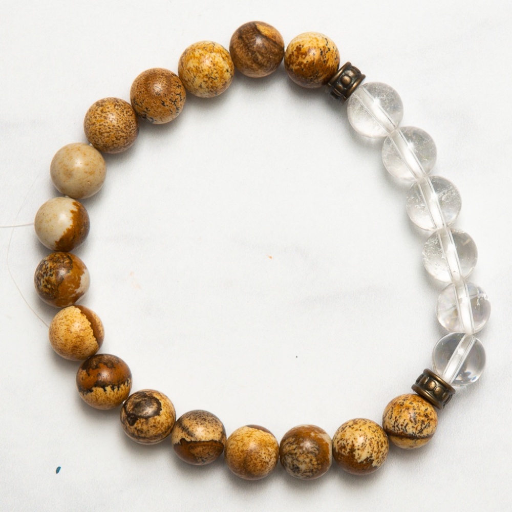 Jasper and Clear Quartz Protection Bracelet